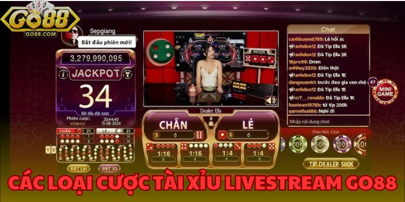 Tài xỉu livestream GO88 - Hướng dẫn chi tiết các hình thức cược